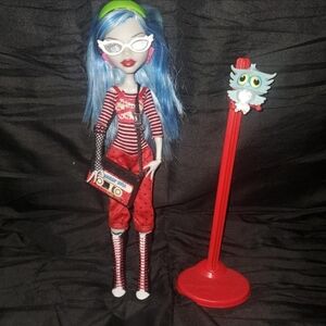 Monster High Doll with Blue Hair and Red Outfit